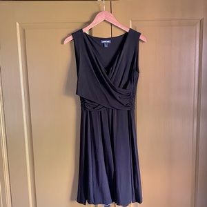 Lands’ End Fit+Flare Faux Wrap Dress, size small, black